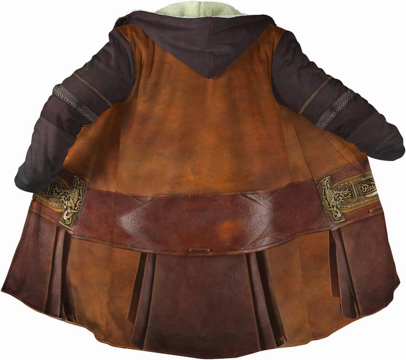 Viking Hooded Coat Valhalla Warrior Armor Faux Cashmere Cloak Men's Nordic Cosplay Costumes Casual Jacket