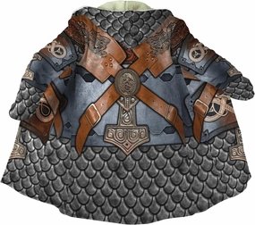 Viking Hooded Coat Valhalla Warrior Armor Faux Cashmere Cloak Men's Nordic Cosplay Costumes Casual Jacket