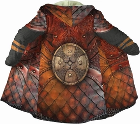 Viking Men's Wolf Hoodie Cloak, 3D Full Print Warrior Armor Tattoo, Warm Faux Cashmere Coat, Winter Jacket, Parka Bathrobe