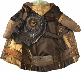 Viking Men's Wolf Hoodie Cloak, 3D Full Print Warrior Armor Tattoo, Warm Faux Cashmere Coat, Winter Jacket, Parka Bathrobe