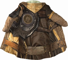 Viking Warrior Armor Imitation Cashmere Men Hooded Cloak Coat, Norse 3D Printing Winter Warm Jacket