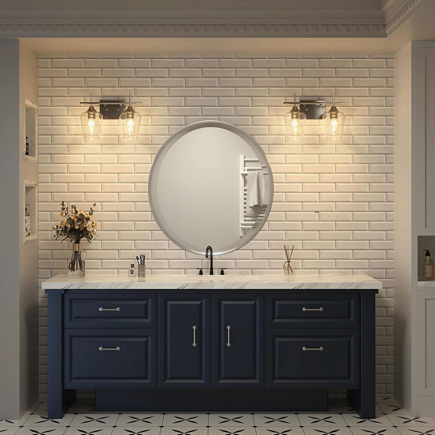 VONLUCE Bathroom Vanity Light, 2 Light Bathroom Light Fixture Over Mirror, Bathroom Wall Lamp with Clear Glass, Modern Brushed Nickel Vanity Lighting fixtures for Bathroom, Bedroom, Hallway
