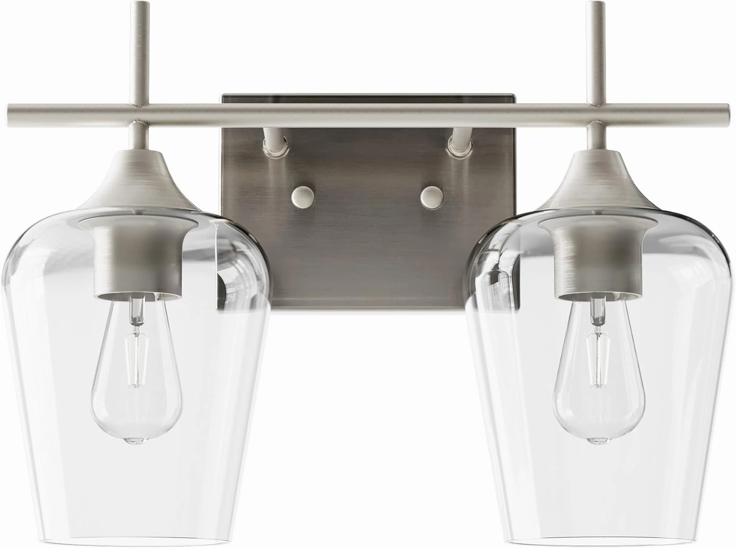 VONLUCE Bathroom Vanity Light, 2 Light Bathroom Light Fixture Over Mirror, Bathroom Wall Lamp with Clear Glass, Modern Brushed Nickel Vanity Lighting fixtures for Bathroom, Bedroom, Hallway