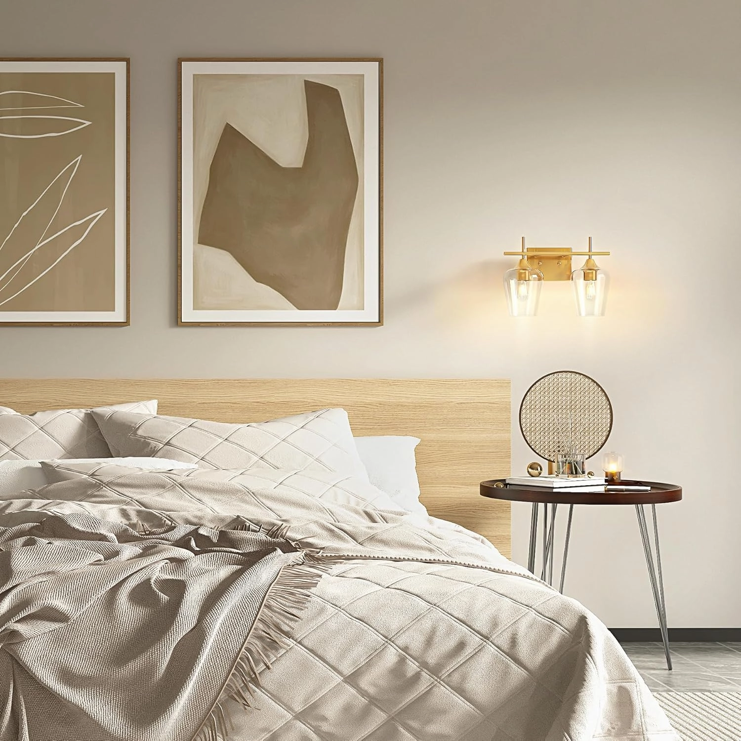 VONLUCE Bathroom Vanity Light, 2-Light Bathroom Light Fixture Over Mirror, Vanity Light Fixtures with Clear Glass, Modern Wall Sconce for Bathroom Bedroom Hallway Kitchen, Brushed Gold