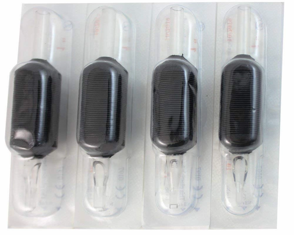 VORTEX 1.25-inch Soft Silicone Black Disposable Tattoo Tube Grips with Clear Long Tips 15pcs (5R)