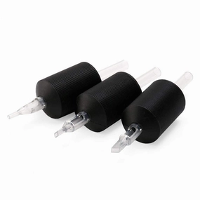 VORTEX 1.25-inch Soft Silicone Black Disposable Tattoo Tube Grips with Clear Long Tips 15pcs (5R)