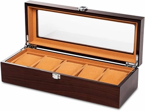 Watch Storage Box Mechanical Watch Storage Box Watch Display Box Household Large-Capacity sunroof with Lock Made of Pure Solid Wood (3/5/6/8/10/12/18 Watch Position)