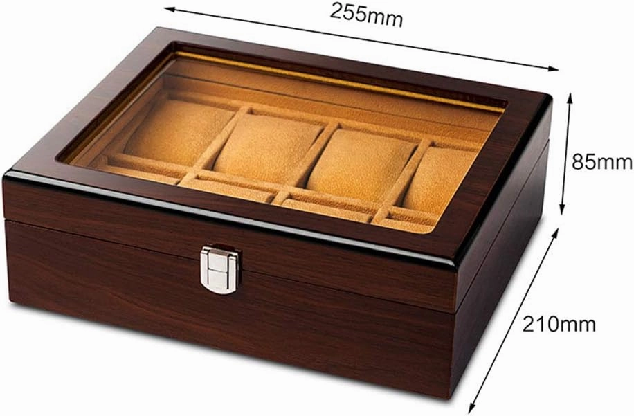 Watch Storage Box Mechanical Watch Storage Box Watch Display Box Household Large-Capacity sunroof with Lock Made of Pure Solid Wood (3/5/6/8/10/12/18 Watch Position)