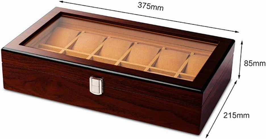 Watch Storage Box Mechanical Watch Storage Box Watch Display Box Household Large-Capacity sunroof with Lock Made of Pure Solid Wood (3/5/6/8/10/12/18 Watch Position)