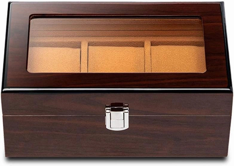 Watch Storage Box Mechanical Watch Storage Box Watch Display Box Household Large-Capacity sunroof with Lock Made of Pure Solid Wood (3/5/6/8/10/12/18 Watch Position)