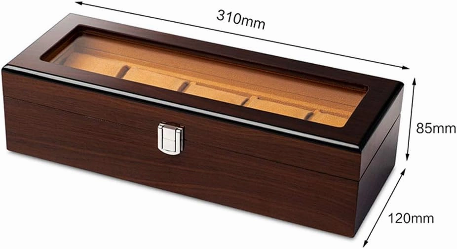 Watch Storage Box Mechanical Watch Storage Box Watch Display Box Household Large-Capacity sunroof with Lock Made of Pure Solid Wood (3/5/6/8/10/12/18 Watch Position)