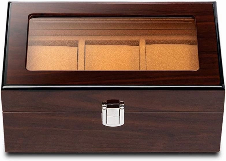 Watch Storage Box Mechanical Watch Storage Box Watch Display Box Household Large-Capacity sunroof with Lock Made of Pure Solid Wood (3/5/6/8/10/12/18 Watch Position)
