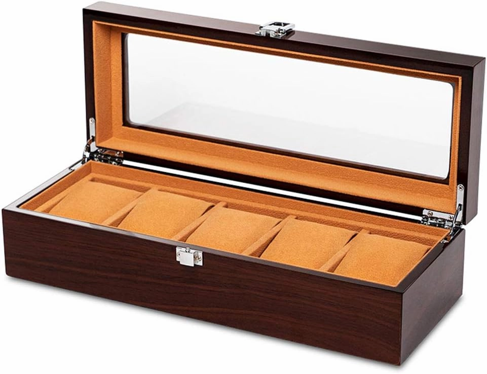Watch Storage Box Mechanical Watch Storage Box Watch Display Box Household Large-Capacity sunroof with Lock Made of Pure Solid Wood (3/5/6/8/10/12/18 Watch Position)