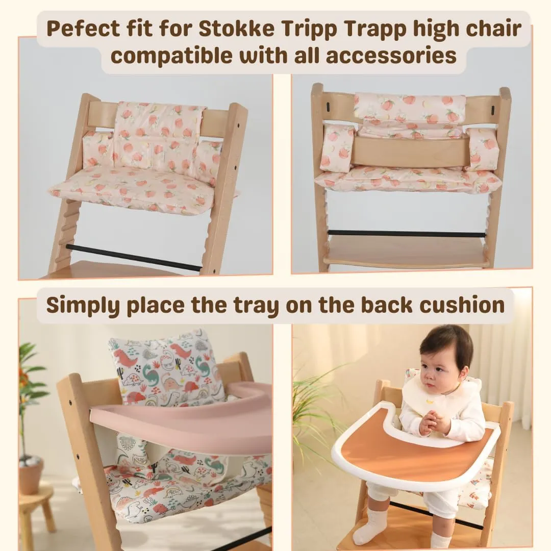 Waterproof & Compatible Stokke Tripp Trapp Cushion Set - Easy to Clean - Made in Korea - 100% Cotton Stokke Tripp Trapp High Chair Cushion Set (Peach Bunny)