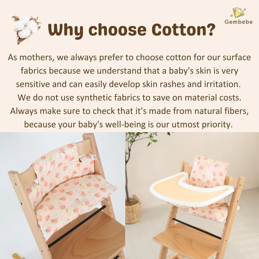 Waterproof & Compatible Stokke Tripp Trapp Cushion Set - Easy to Clean - Made in Korea - 100% Cotton Stokke Tripp Trapp High Chair Cushion Set (Peach Bunny)