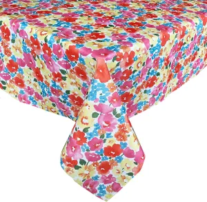 Waverly Shi Shi Impressionist Floral Indoor/Outdoor Print Fabric Tablecloth, Shabby Chic Multicolored Pastel Floral, Stain and Water Resistant Tablecloth, 60 Inch x 102 Inch Oblong/Rectangle
