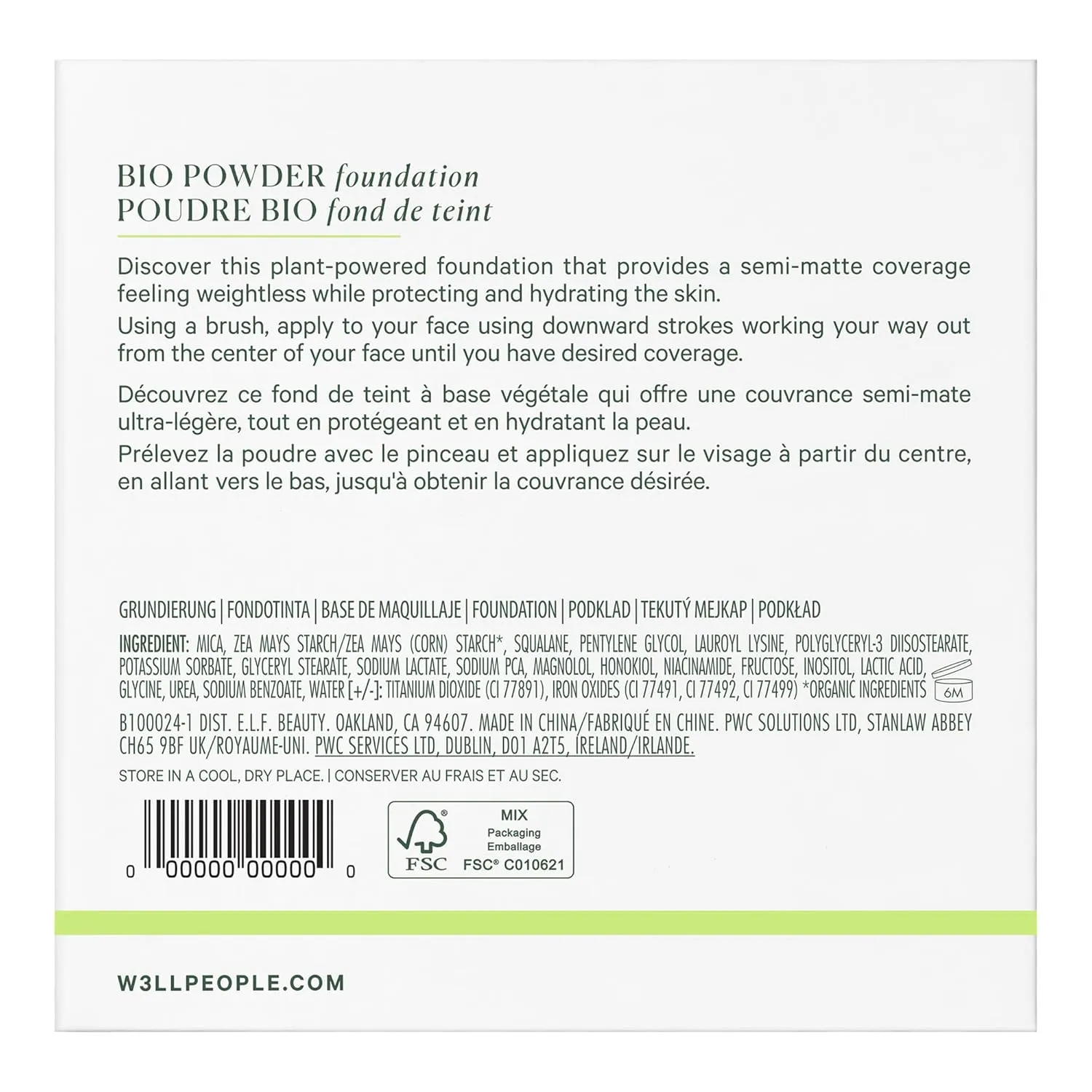 Well People Bio Powder Foundation, Lightweight & Hydrating Foundation For Perfecting & Smoothing Skin, Semi-Matte Finish, Vegan & Cruelty-free, 6N