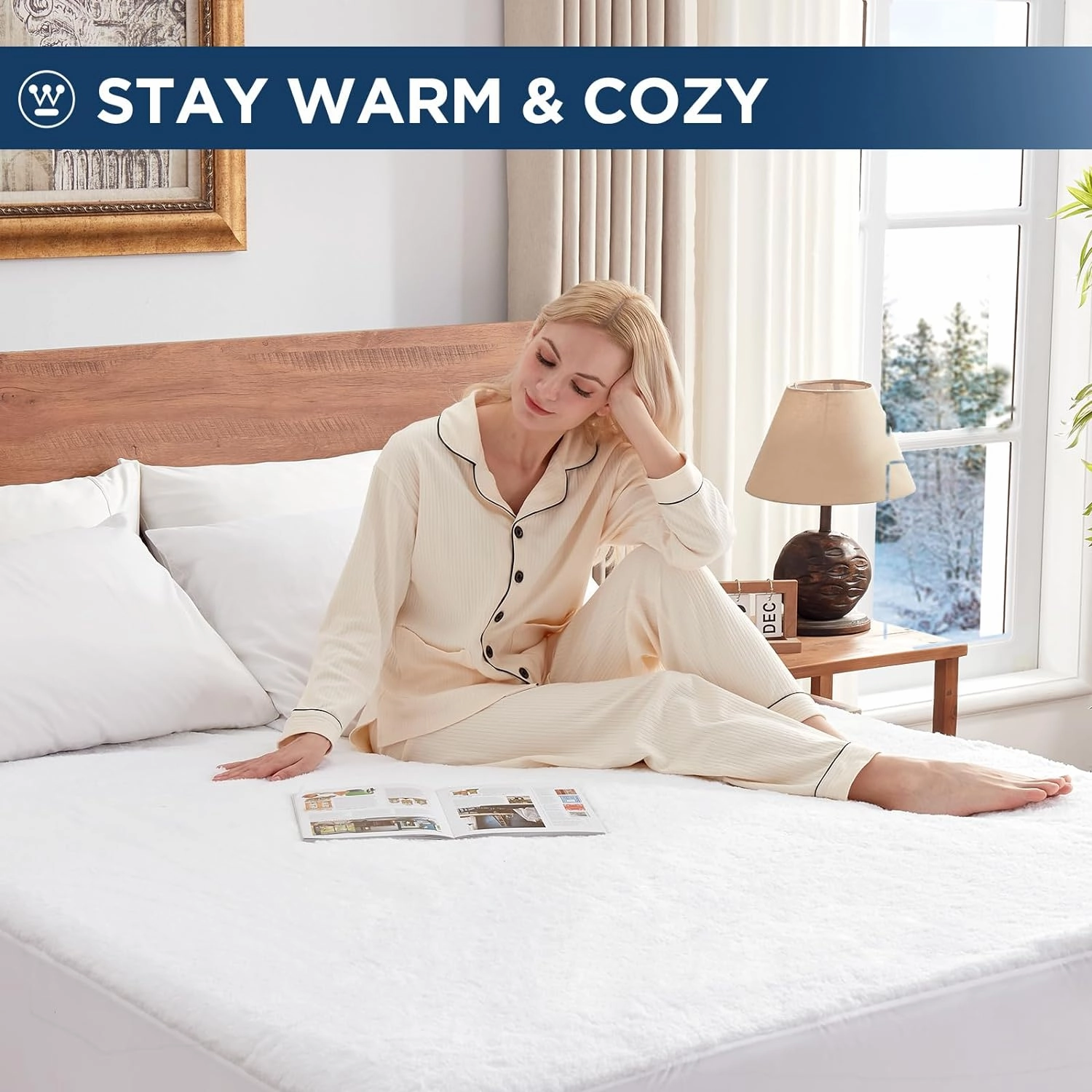Westinghouse Queen Size Heated Mattress Pad, Luxury Quilted Electric Bed Warmer with 10 Heat Settings Dual Controller, 1-12H Auto Shut Off, Fit Up to 17" Deep Pocket, Machine Washable, 60x80 Inch