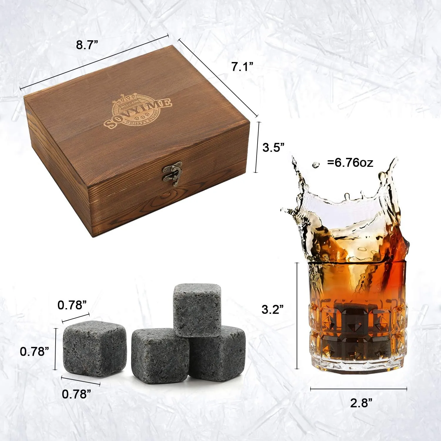 Whiskey Gifts for Men, Whiskey Glasses Set of 2, Granite Chilling Whiskey Stones, Bourbon Gifts for Men, Unique Gifts for Men Birthday Christmas Father's Day Valentine Retirement Groomsmen