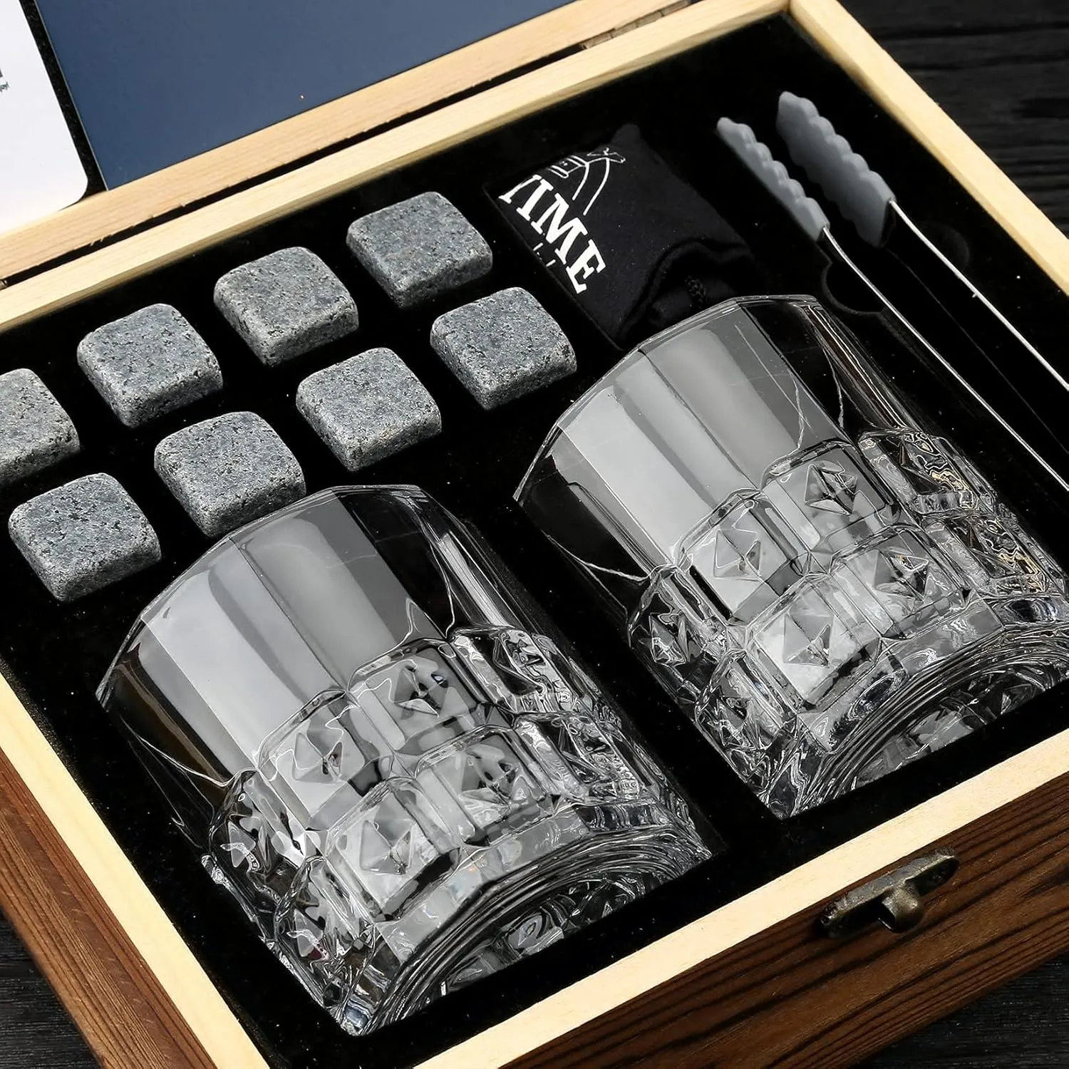 Whiskey Gifts for Men, Whiskey Glasses Set of 2, Granite Chilling Whiskey Stones, Bourbon Gifts for Men, Unique Gifts for Men Birthday Christmas Father's Day Valentine Retirement Groomsmen
