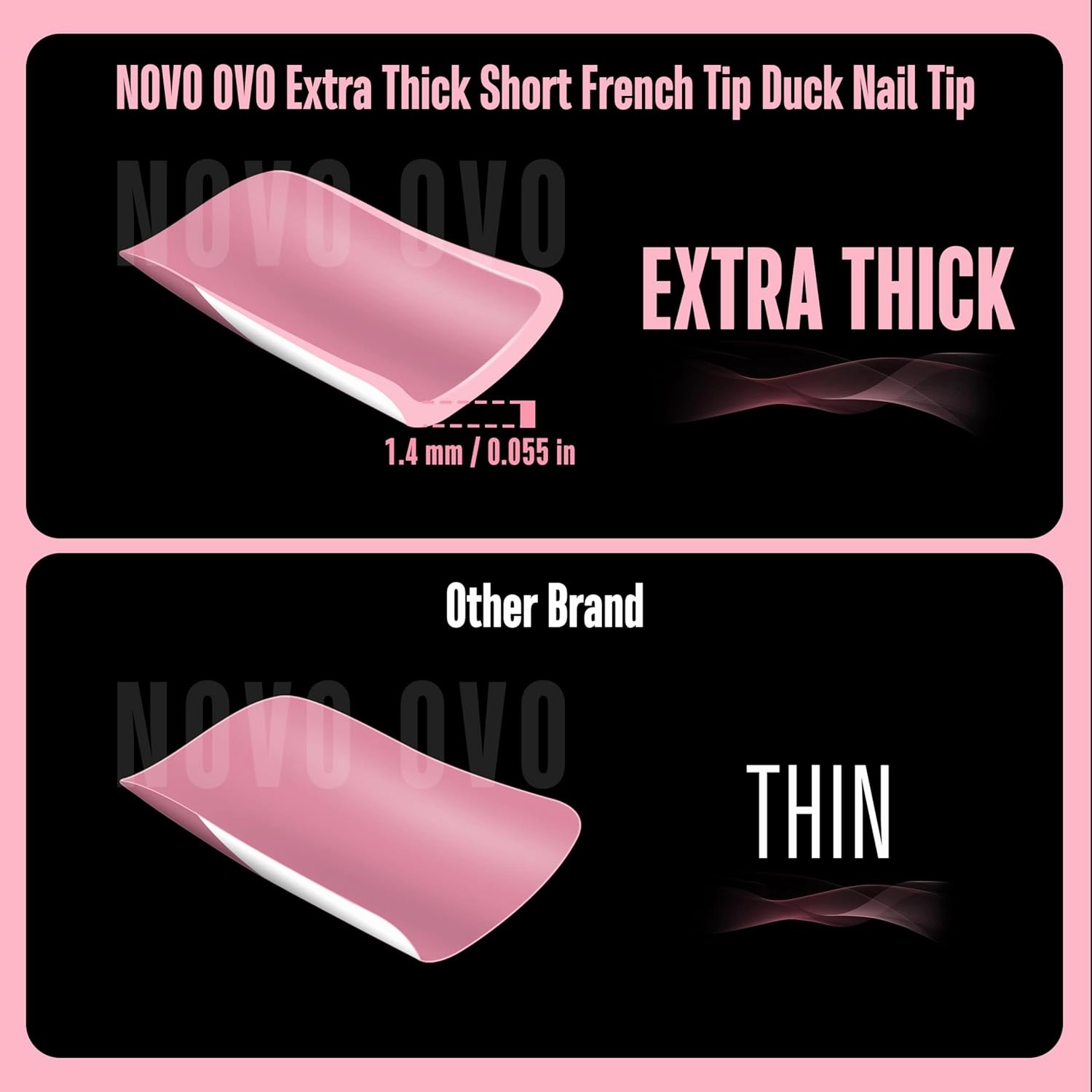 White French Tip Short Duck Nail Tips Press on, BERRY PINK Pre-designed Soft Gel Nail Extension, Extra thick Full Cover Matte Vrial False Nails for DIY x 12 Sizes 360 pcs