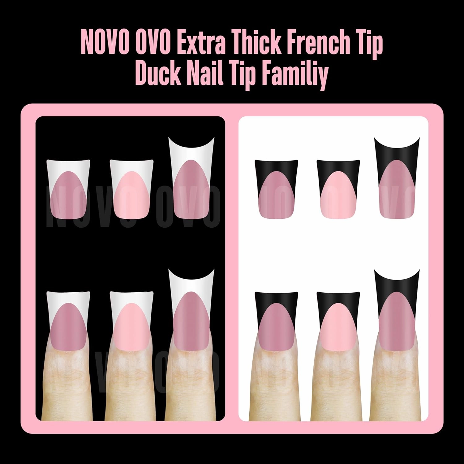 White French Tip Short Duck Nail Tips Press on, BERRY PINK Pre-designed Soft Gel Nail Extension, Extra thick Full Cover Matte Vrial False Nails for DIY x 12 Sizes 360 pcs
