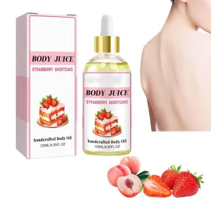 Wild Plus Body Juice Oil Peach Perfect, Body Juice Oil, Strawberry Shortcake Body Oil, Body Juice Oil Scent Strawberry, Strawberry Body Oil Moisturizing for Women (Strawberry Flavor)
