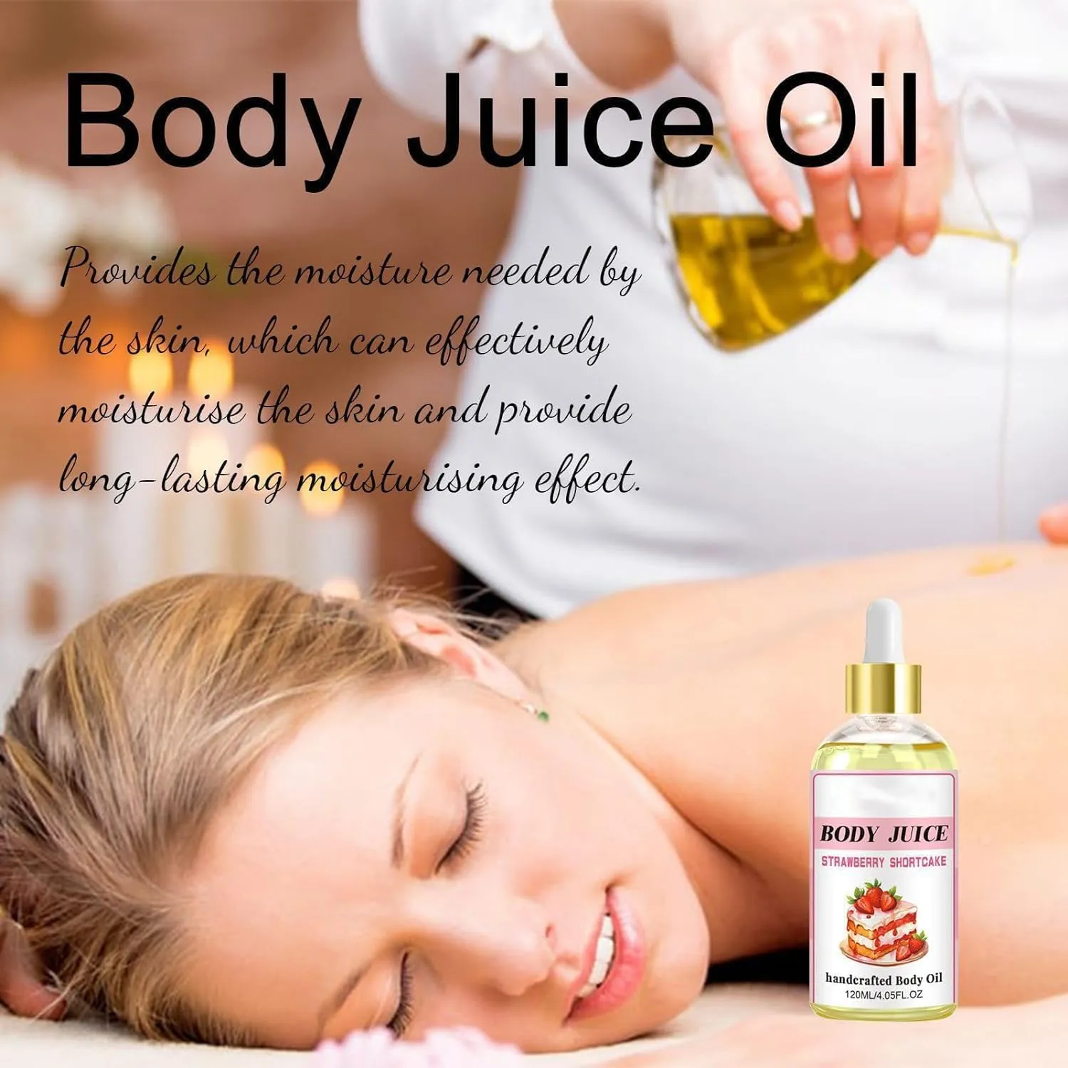 Wild Plus Body Juice Oil Peach Perfect, Body Juice Oil, Strawberry Shortcake Body Oil, Body Juice Oil Scent Strawberry, Strawberry Body Oil Moisturizing for Women (Strawberry Flavor)