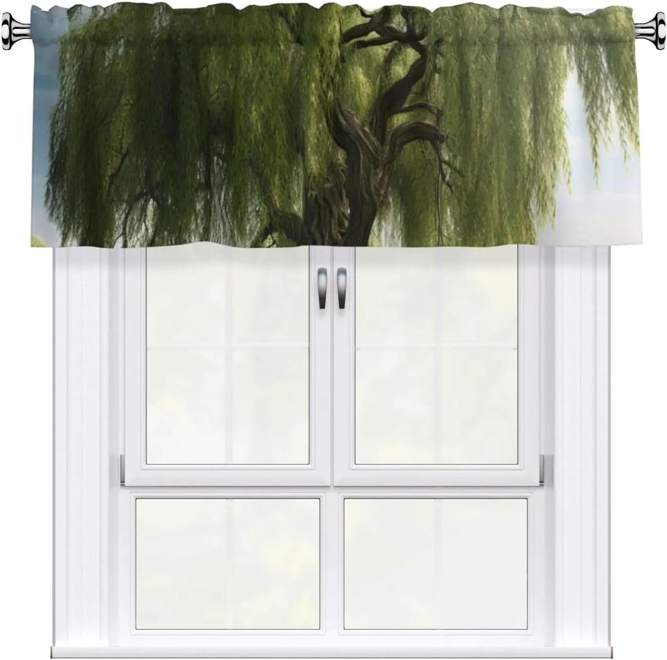 Willow Tree Valances for Windows, Rod Pocket Window Treatment Drapes Farmhouse Kitchen Curtains Short Blackout Window Curtains for Living Room Bedroom Decor 54x18 Inch