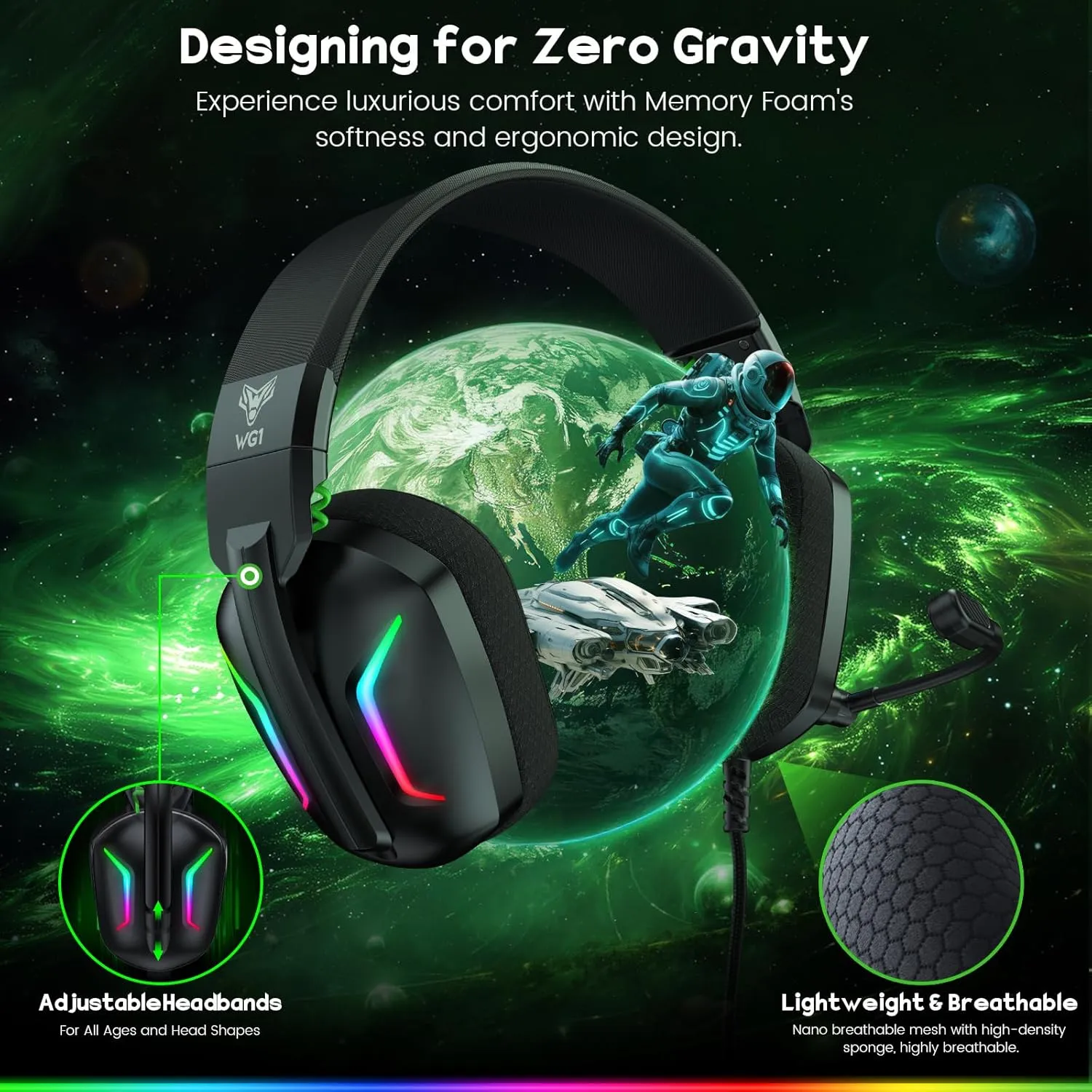 Wired Gaming Headset for Xbox Series X|S, Xbox One, PS4, PS5, Switch, Mobile, PC Headset with Surround Sound, Gaming Headphones with ENC Noise Cancelling Mic, 50mm Drivers, Soft Memory Foam
