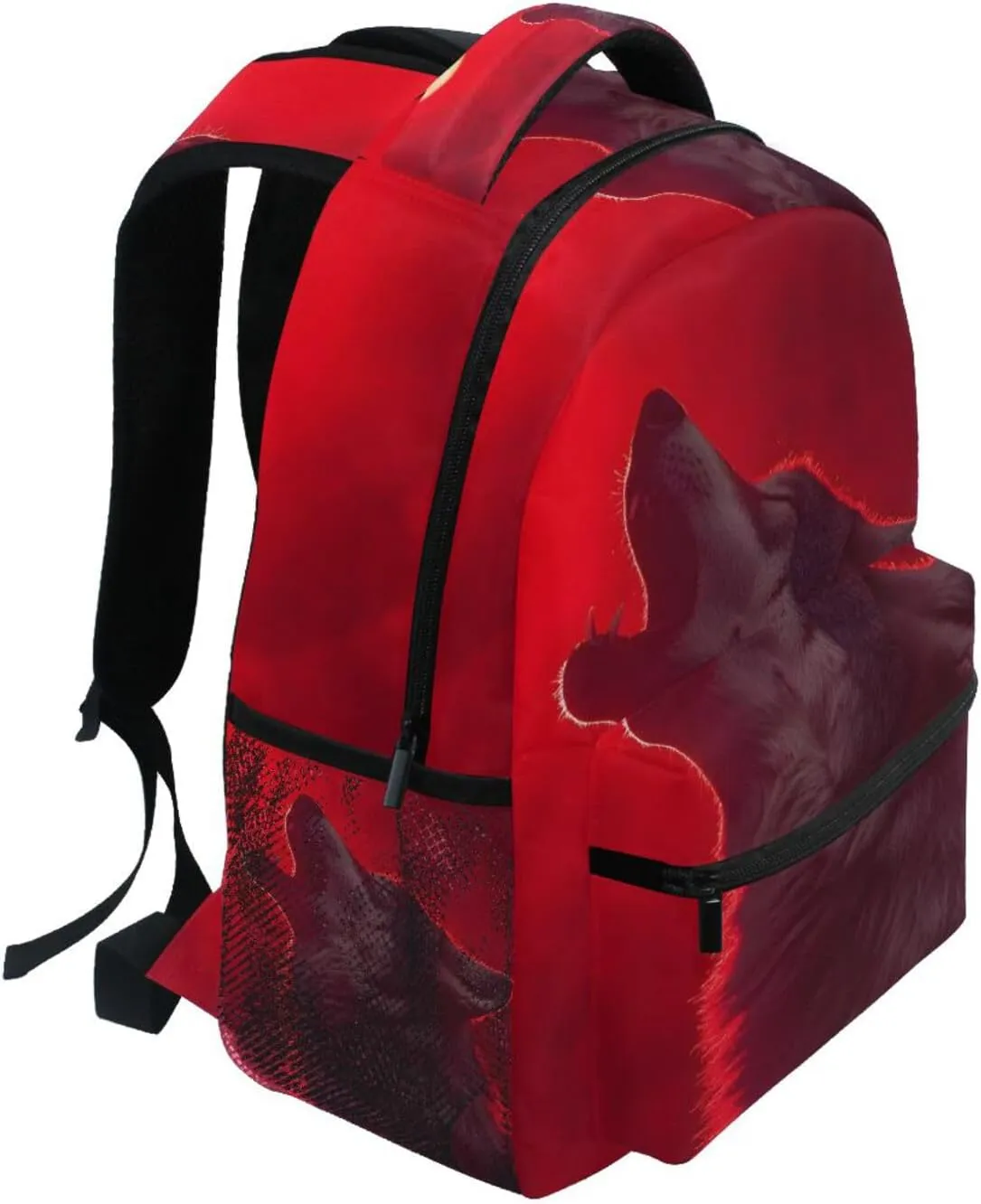 Wolf Moon Roar Backpack for School Girls Boys - Book Bag Laptop Travel Backpack Daypack M