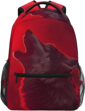 Wolf Moon Roar Backpack for School Girls Boys - Book Bag Laptop Travel Backpack Daypack M