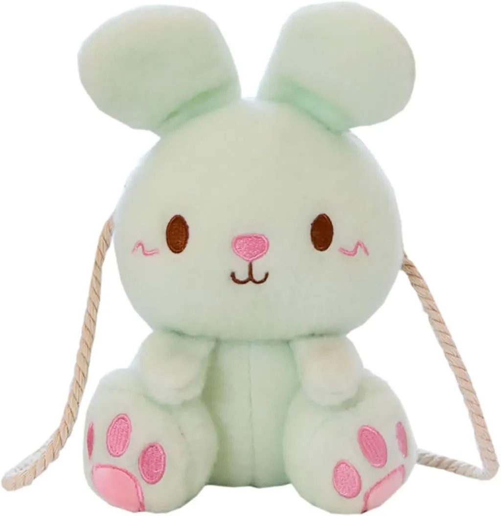 Women Plush Shoulder Bag Makeup Cosmetic Storage Bag with Strap Cute Rabbit Handbag Bag Organizer