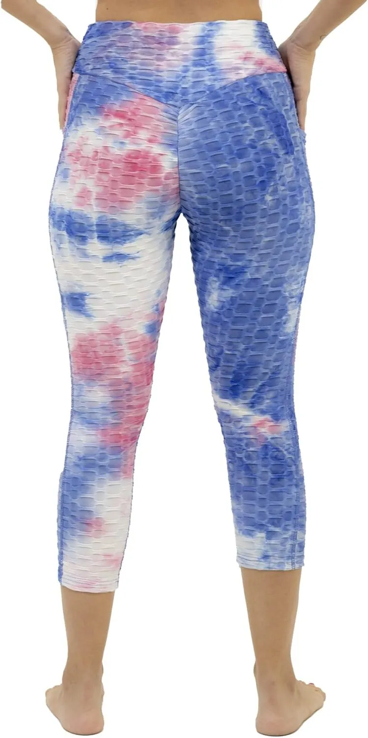 Women Workout Shorts, Capri - Brazilian Booty Lift, Anti-Cellulite, Scrunch Butt, Honeycomb Textured