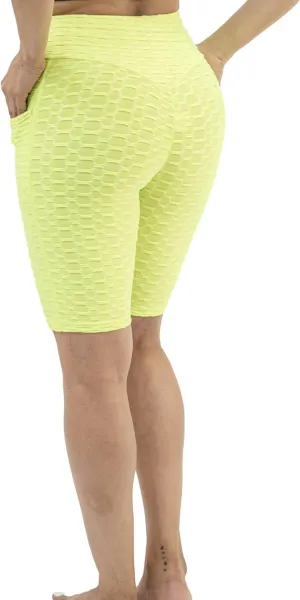 Women Workout Shorts, Capri - Brazilian Booty Lift, Anti-Cellulite, Scrunch Butt, Honeycomb Textured