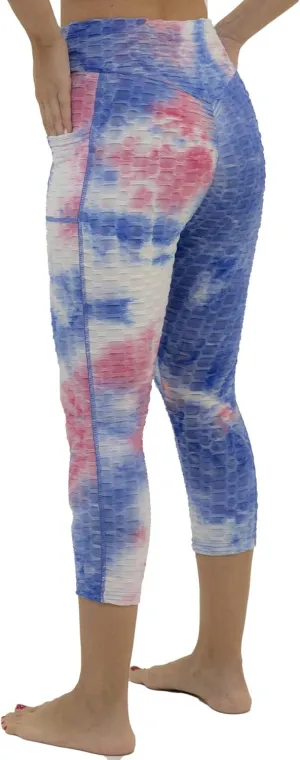 Women Workout Shorts, Capri - Brazilian Booty Lift, Anti-Cellulite, Scrunch Butt, Honeycomb Textured