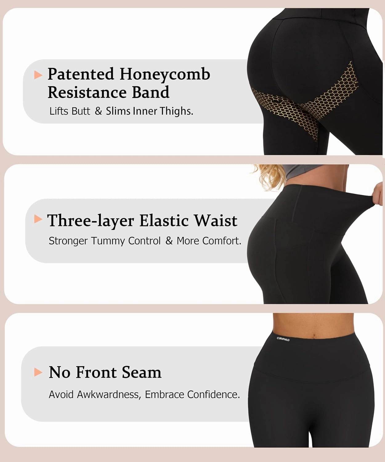 Women's Compression Leggings Butt Lifting Work Out Athletic Gym High Waist Tummy Control Stretchy with Pockets