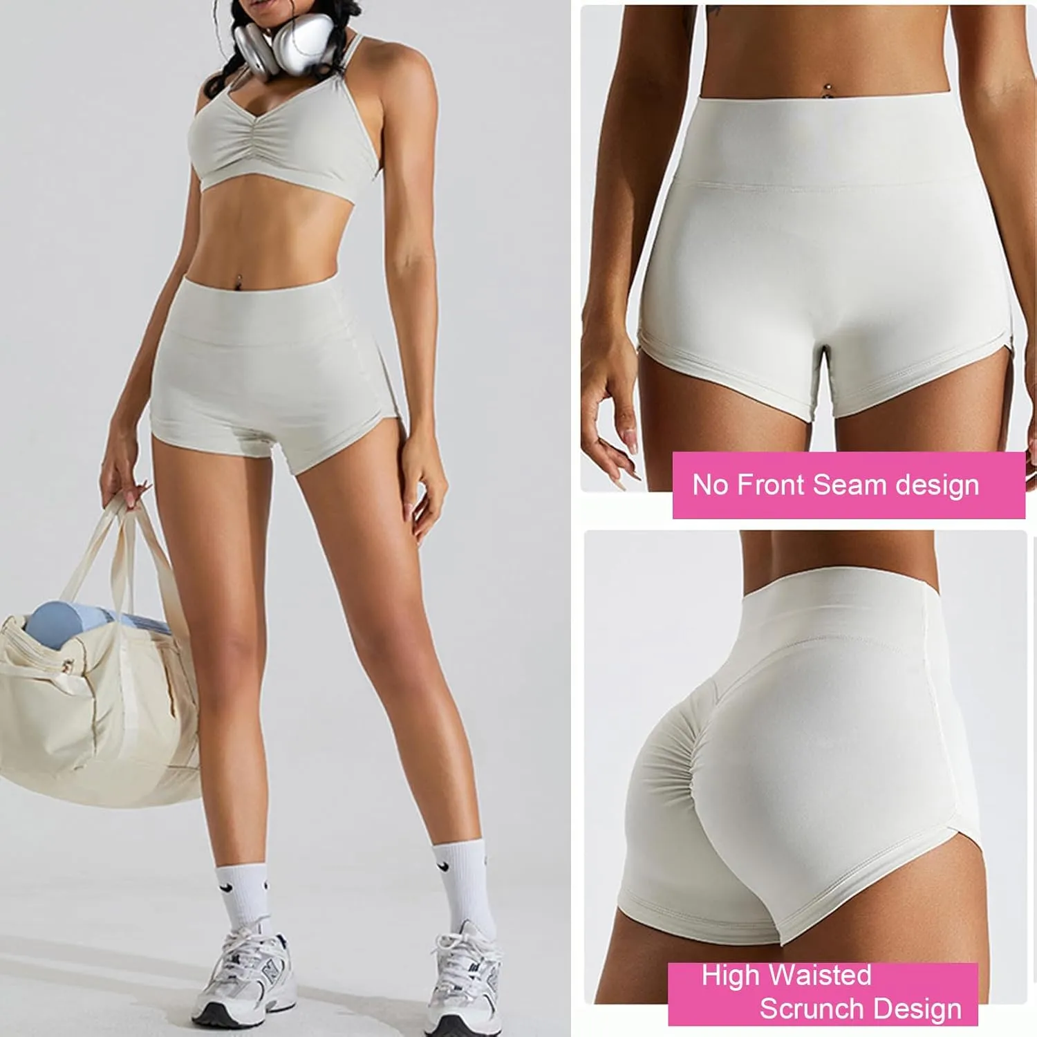 Womens Butterlift High Waist Scrunch Butt Biker Shorts 3 Inches No Front Seam Workout Yoga Gym Booty Shorts