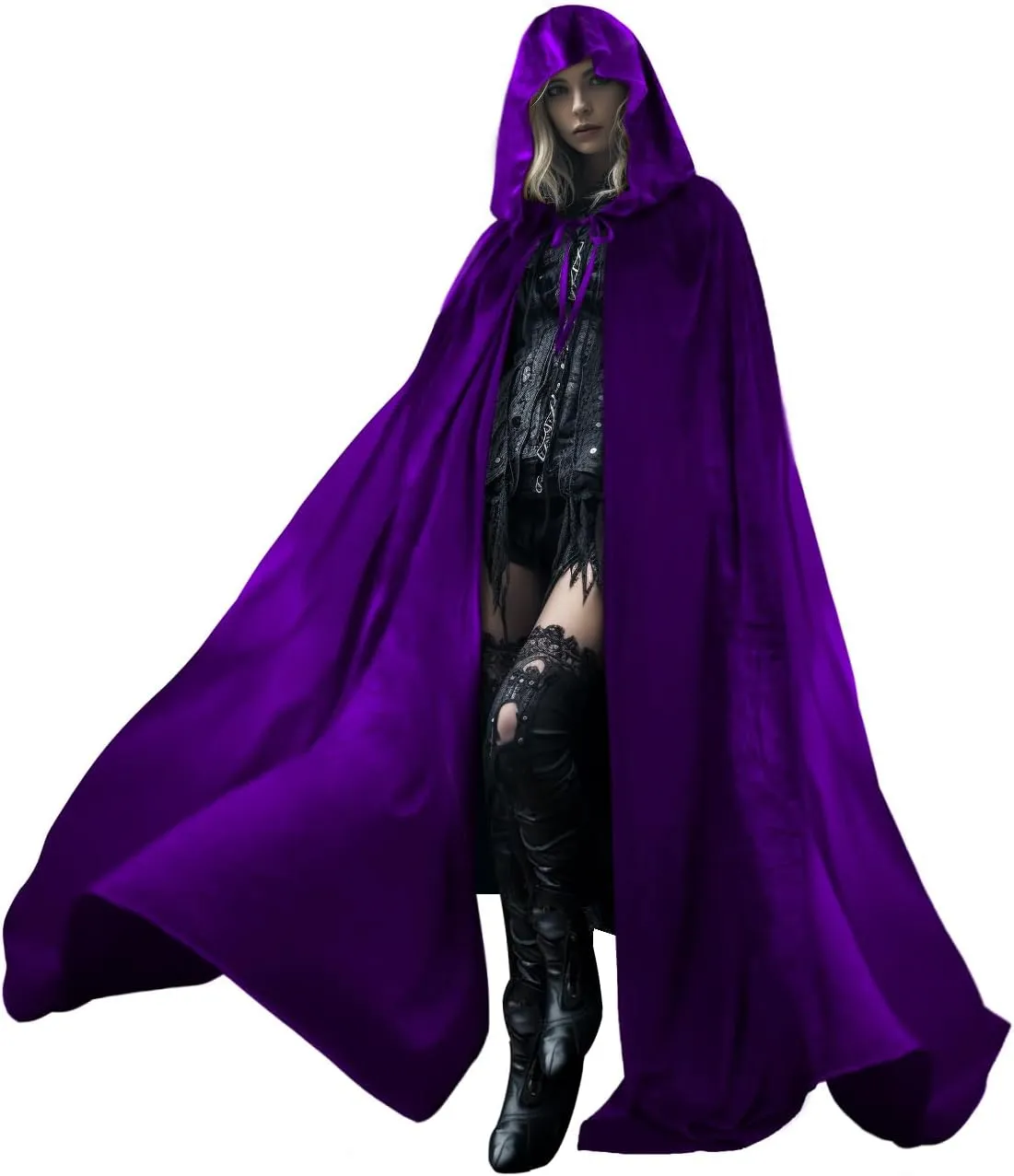 Women‘s Full Length Witch Cloak Character Velvet Cape Fancy Cosplay Costume