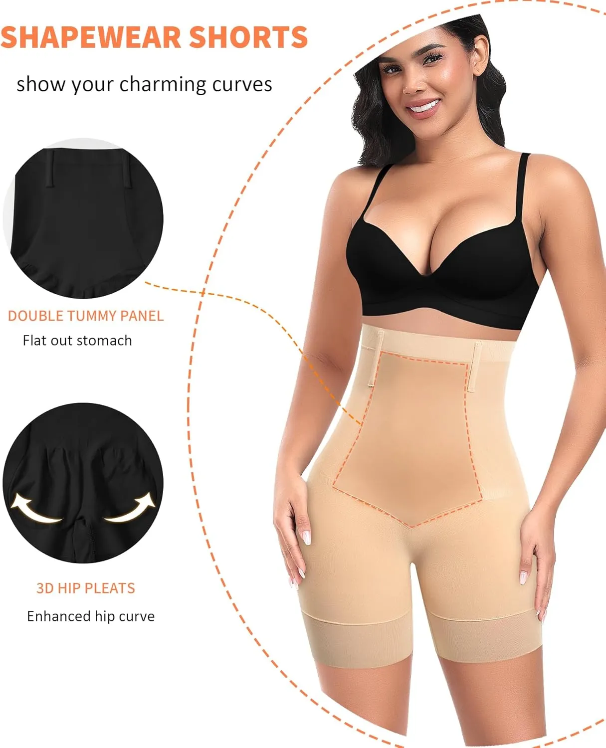 Womens Shapewear Shorts Tummy Control Body Shaper Thigh Slimmer Slip Shorts for Under Dress Shapewear Underwear