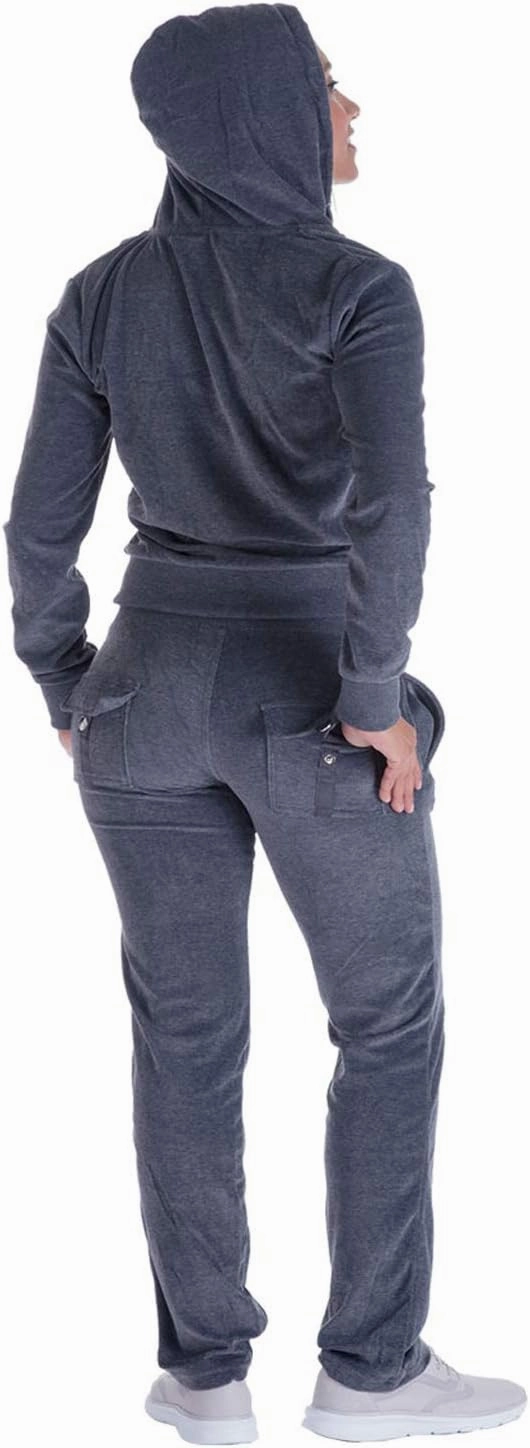 Womens Velour Tracksuit Set Knitted Two Piece Outfits Fashion Zip Up Hoody Sweatshirt and Sweatpants Sweat Suits Sets