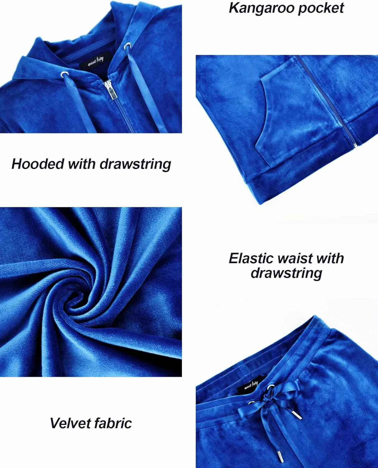 Woolicity Womens Sweatsuits Set Velour Tracksuit 2 Piece Outfits Set Zip Up Hoodies and Pants Sportswear Jogging Set