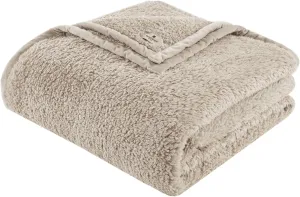 Woolrich Burlington Berber Blanket Super Soft, Cozy Lightweight Cover with Luxrurious Velvet Binding, Modern Trendy All Season Bedspread Bedding-Set, Full/Queen: 90x90, Tan