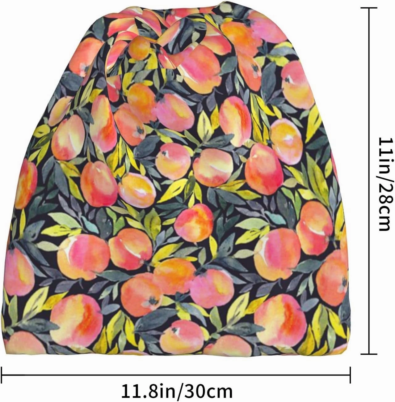 WURTON Colorful Peach Print Baggy Beanie Cap Slouchy Beanie Multifunction Chemo Skull Caps Headwear Hats Turban
