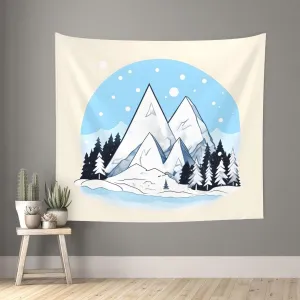 WXXWXD Snow-capped mountains Printed Tapestry - 60x51 inches Living Room Bedroom Wall Decorative Fabric