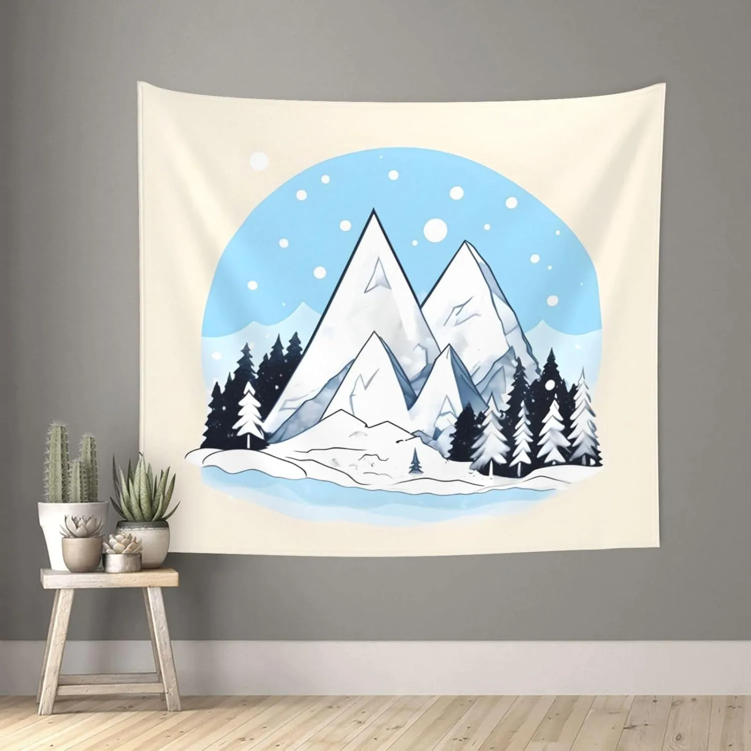 WXXWXD Snow-capped mountains Printed Tapestry - 60x51 inches Living Room Bedroom Wall Decorative Fabric