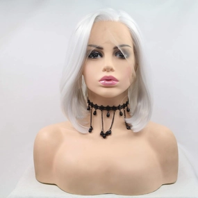 xiweiya Wigs Short Straight Black, White, Blonde, Ombre Peach 13 * 4 Wigs Heat Resistant Fiber Short 14 Inches Synthetic for Women Cosplay (Light Blonde)