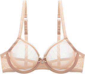 YANDW Sexy Sheer See Through Bras Unlined Underwire Lace Mesh Non Padded Ultra Thin Clear Bralette