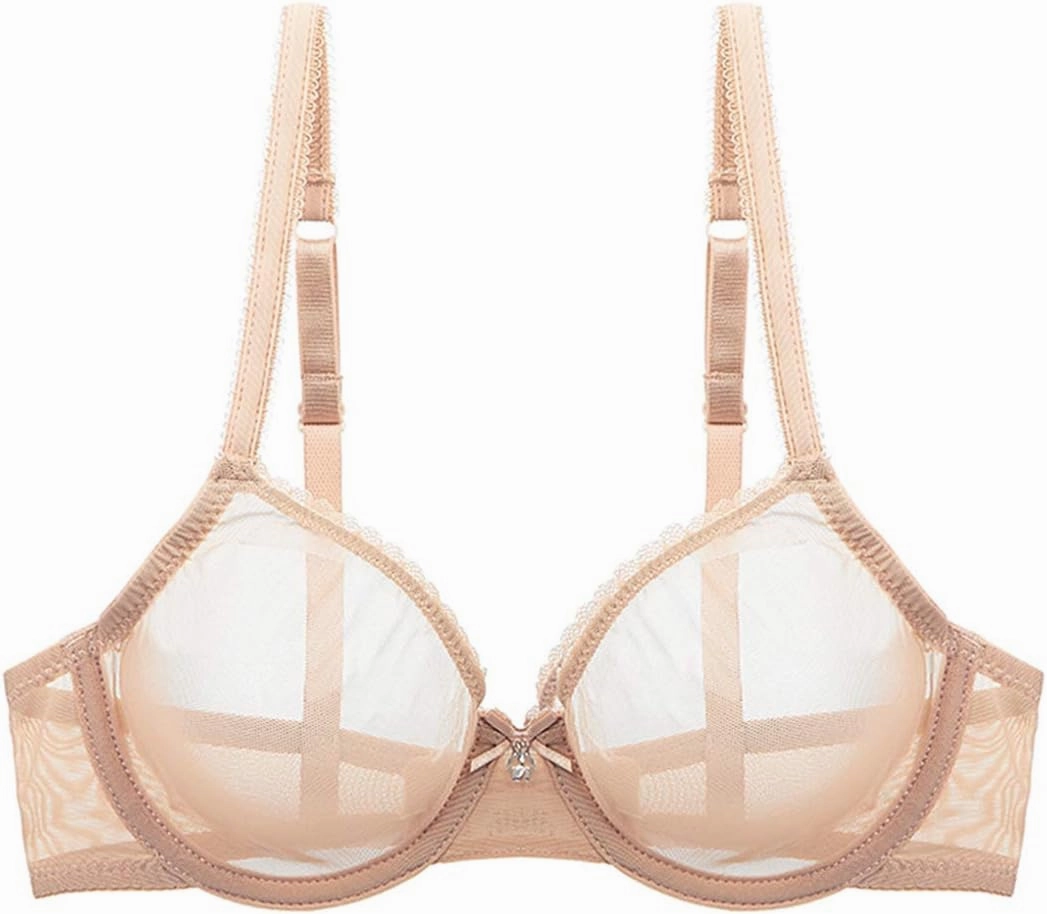 YANDW Sexy Sheer See Through Bras Unlined Underwire Lace Mesh Non Padded Ultra Thin Clear Bralette