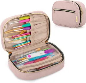 Yarwo Crochet Hook Case, Travel Organizer Bag for Crochet Hooks, Aluminum Crochet Hooks, and Crochet supplies, Dusty Rose (Bag Only)